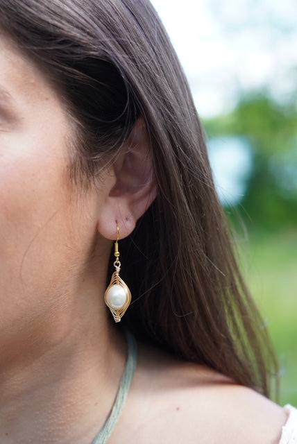 woven pearl earrings